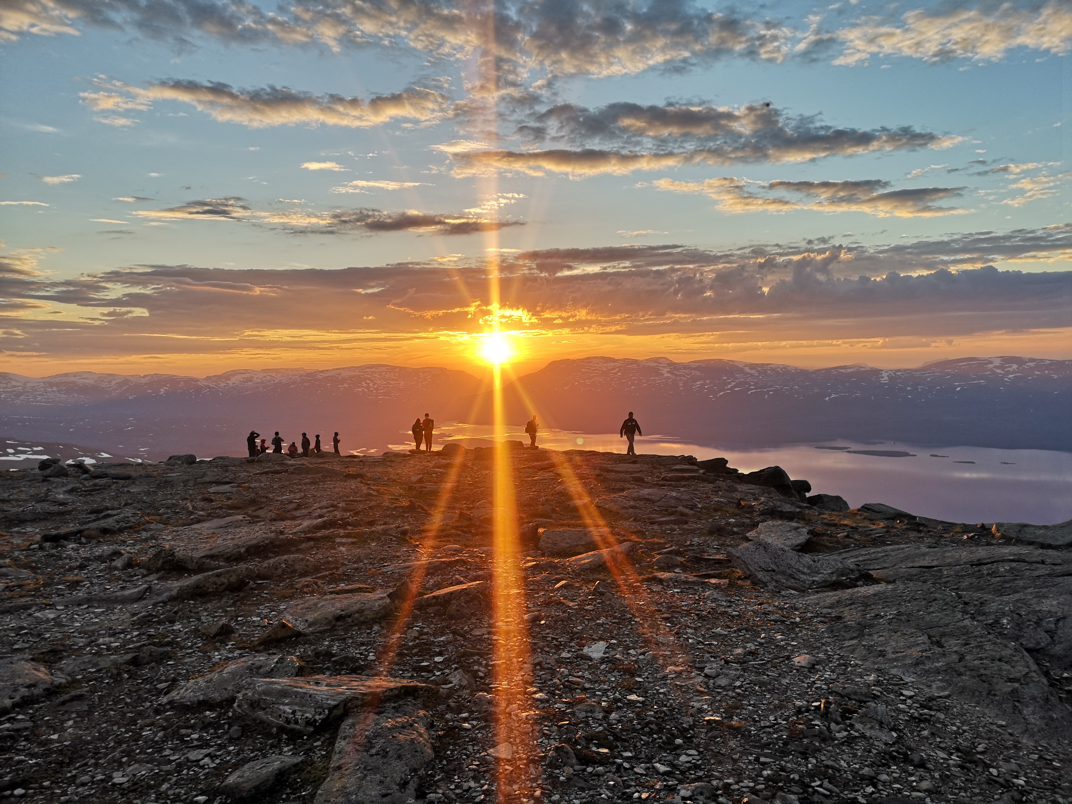 Midnight sun at Mount Nuolja, North of&nbsp;Sweden